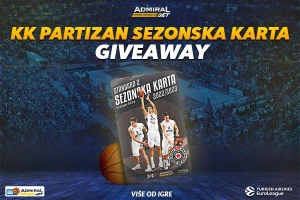  Poslednji poziv - AdmiralBet poklanja sezonsku ulaznicu za mečeve KK Partizan